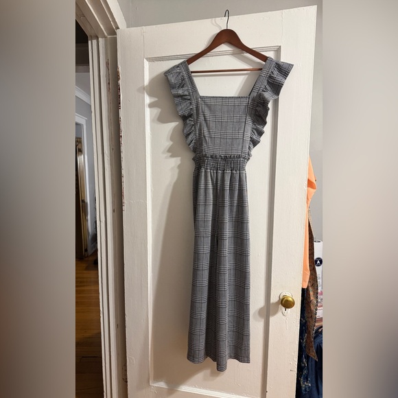 ✨ NWOT Anthropologie Houndstooth Pinafore Jumpsuit Sz M